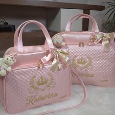 Malas Rosa Maternidade Personalizadas Para Organizar as Roupinhas do Bebê